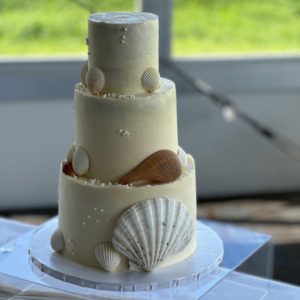 3-tier seashell wedding cake beach wedding