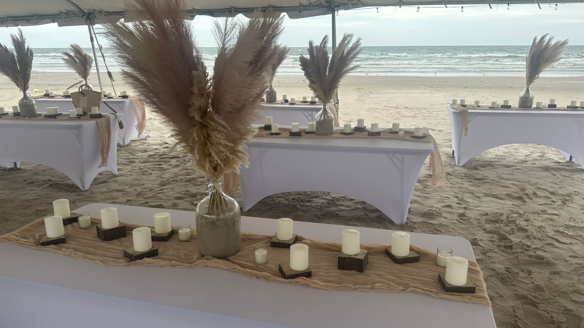 Beach wedding dusty rose boho reception