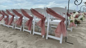 beach wedding dusty rose chair sashes