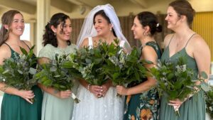 greenery bridal bouquets for holiday wedding