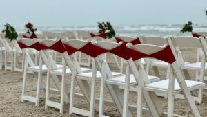red and white holiday beach wedding winter 
