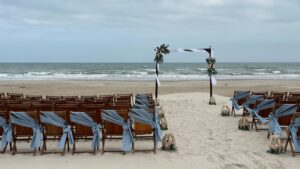 dusty blue beach wedding spring